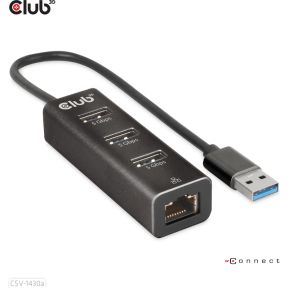 Club 3D CLUB3D USB 3.2 Gen1 Type-A, 3 Ports Hub with Gigabit Ethernet