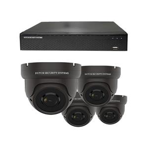 Dutch Security Systems Camerabeveiliging 2K QHD - Sony 5MP - Set 4x Dome - Zwart - Buiten&Binnen - Met Nachtzicht - Incl. Recorder&App