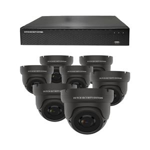 Dutch Security Systems Camerabeveiliging 2K QHD - Sony 5MP - Set 7x Dome - Zwart - Buiten&Binnen - Met Nachtzicht - Incl. Recorder&App