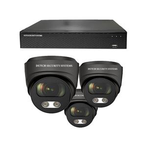 Dutch Security Systems Beveiligingscamera 4K Ultra HD - Sony 8MP - Set 3x Dome - Zwart - Buiten&Binnen - Met Nachtzicht - Incl. Recorder&App