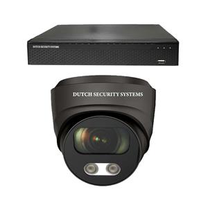 Dutch Security Systems Camerabeveiliging 2K QHD - Sony 5MP - Set 1x Audio Dome - Zwart - Buiten&Binnen - Met Nachtzicht - Incl. Recorder&App