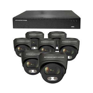 Dutch Security Systems Camerabeveiliging 2K QHD - Sony 5MP - Set 7x Audio Dome - Zwart - Buiten&Binnen - Met Nachtzicht - Incl. Recorder&App