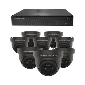 Dutch Security Systems Draadloze Camerabeveiliging - Sony 5MP - 2K QHD - Set 8x Dome - Zwart - Binnen&Buiten - Met Nachtzicht - Incl. Recorder&App
