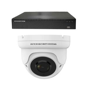 Dutch Security Systems Camerabeveiliging 2K QHD - Sony 5MP - Set 1x Dome - Wit - Buiten&Binnen - Met Nachtzicht - Incl. Recorder&App