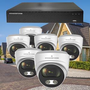 Dutch Security Systems Draadloze Beveiligingscamera 4K Ultra HD - Sony 8MP - Set 6x Dome - Wit - Buiten&Binnen - Met Nachtzicht - Incl. Recorder&App