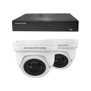 Dutch Security Systems Draadloze Camerabeveiliging - Sony 5MP - 2K QHD - Set 2x Dome - Wit - Binnen&Buiten - Met Nachtzicht - Incl. Recorder&App