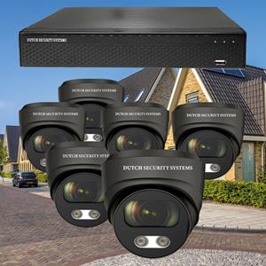 Dutch Security Systems Beveiligingscamera 4K Ultra HD - Sony 8MP - Set 6x Dome - Zwart - Buiten&Binnen - Met Nachtzicht - Incl. Recorder&App