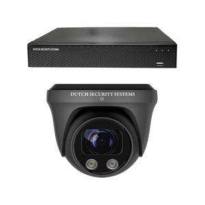Dutch Security Systems Beveiligingscamera Set - 1x PRO Dome Camera - QHD 2K - Sony 5MP - Zwart - Buiten&Binnen - Met Nachtzicht - Incl. Recorder&App