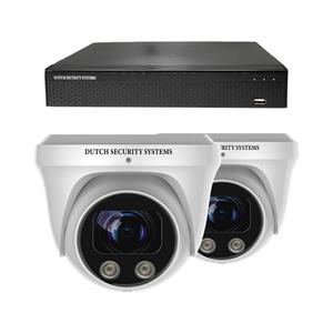 Dutch Security Systems Beveiligingscamera Set - 2x PRO Dome Camera - QHD 2K - Sony 5MP - Wit - Buiten&Binnen - Met Nachtzicht - Incl. Recorder&App