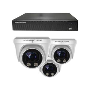 Dutch Security Systems Beveiligingscamera Set - 3x PRO Dome Camera - QHD 2K - Sony 5MP - Wit - Buiten&Binnen - Met Nachtzicht - Incl. Recorder&App