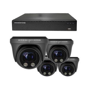 Dutch Security Systems Beveiligingscamera Set - 4x PRO Dome Camera - QHD 2K - Sony 5MP - Zwart - Buiten&Binnen - Met Nachtzicht - Incl. Recorder&App