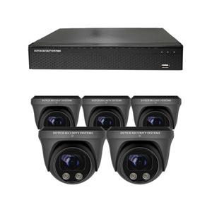 Dutch Security Systems Beveiligingscamera Set - 5x PRO Dome Camera - QHD 2K - Sony 5MP - Zwart - Buiten&Binnen - Met Nachtzicht - Incl. Recorder&App