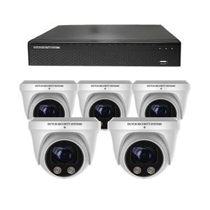 Dutch Security Systems Beveiligingscamera Set - 5x PRO Dome Camera - UltraHD 4K - Sony 8MP - Wit - Buiten&Binnen - Met Nachtzicht - Incl. Recorder&App