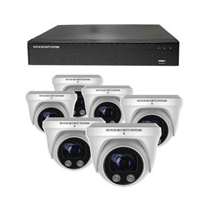 Dutch Security Systems Beveiligingscamera Set - 6x PRO Dome Camera - QHD 2K - Sony 5MP - Wit - Buiten&Binnen - Met Nachtzicht - Incl. Recorder&App
