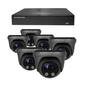 Dutch Security Systems Beveiligingscamera Set - 6x PRO Dome Camera - QHD 2K - Sony 5MP - Zwart - Buiten&Binnen - Met Nachtzicht - Incl. Recorder&App