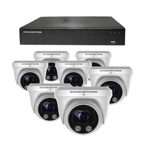 Dutch Security Systems Beveiligingscamera Set - 7x PRO Dome Camera - QHD 2K - Sony 5MP - Wit - Buiten&Binnen - Met Nachtzicht - Incl. Recorder&App