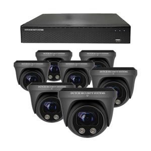 Dutch Security Systems Beveiligingscamera Set - 7x PRO Dome Camera - QHD 2K - Sony 5MP - Zwart - Buiten&Binnen - Met Nachtzicht - Incl. Recorder&App