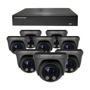 Dutch Security Systems Beveiligingscamera Set - 8x PRO Dome Camera - QHD 2K - Sony 5MP - Zwart - Buiten&Binnen - Met Nachtzicht - Incl. Recorder&App