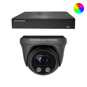Dutch Security Systems Beveiligingscamera Full Color 4K Ultra HD - Sony 8MP - Set 1x Dome - Zwart - Buiten&Binnen - Met Nachtzicht In Kleur - Incl. Recorder&App