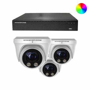 Dutch Security Systems Draadloze Beveiligingscamera Full Color 4K Ultra HD - Sony 8MP - Set 3x Dome - Wit - Buiten&Binnen - Met Nachtzicht In Kleur