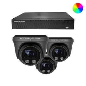 Dutch Security Systems Beveiligingscamera Full Color 4K Ultra HD - Sony 8MP - Set 3x Dome - Zwart - Buiten&Binnen - Met Nachtzicht In Kleur - Incl. Recorder&App