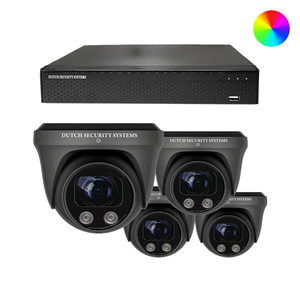 Dutch Security Systems Draadloze Beveiligingscamera Full Color 4K Ultra HD - Sony 8MP - Set 4x Dome - Zwart - Buiten&Binnen - Met Nachtzicht In Kleur