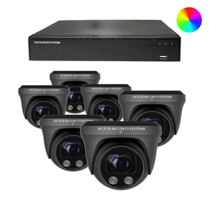 Dutch Security Systems Draadloze Beveiligingscamera Full Color 4K Ultra HD - Sony 8MP - Set 6x Dome - Zwart - Buiten&Binnen - Met Nachtzicht In Kleur