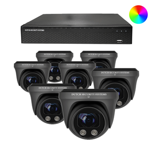 Dutch Security Systems Beveiligingscamera Full Color 4K Ultra HD - Sony 8MP - Set 7x Dome - Zwart - Buiten&Binnen - Met Nachtzicht In Kleur - Incl. Recorder&App