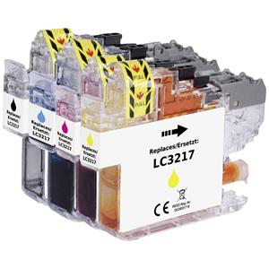 Renkforce Inkt combipack vervangt Brother LC-3217 (LC3217VALDR) Compatibel Zwart, Cyaan, Magenta, Geel RF-I-B-LC3217BKCMY4PK RF-5655922