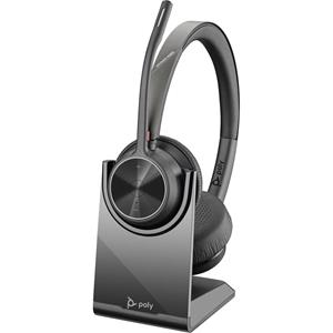 Poly Plantronics Voyager 4320 UC Bluetooth Headset, Binaural, Nano Dongle mit USB-A Anschluss, Ladestation