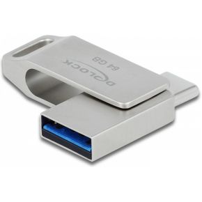 DeLock 54075 USB flash drive 64 GB USB Type-A / USB Type-C 3.2 Gen 1 (3.1 Gen 1) Zilver
