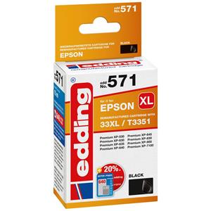 Edding Cartridge vervangt Epson 33XL / T3351 Compatibel Single Zwart EDD-571 18-571