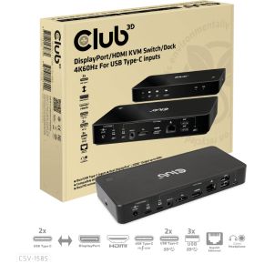 club3d Club 3D CSV-1585 - docking station - USB-C x 2 - HDMI DP - 1GbE