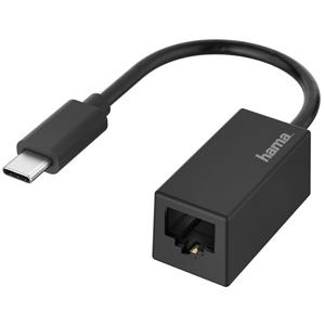 Hama USB-C auf RJ45/LAN-Adapter Gigabit Ethernet 10/100/1000 Mbit/s schwarz