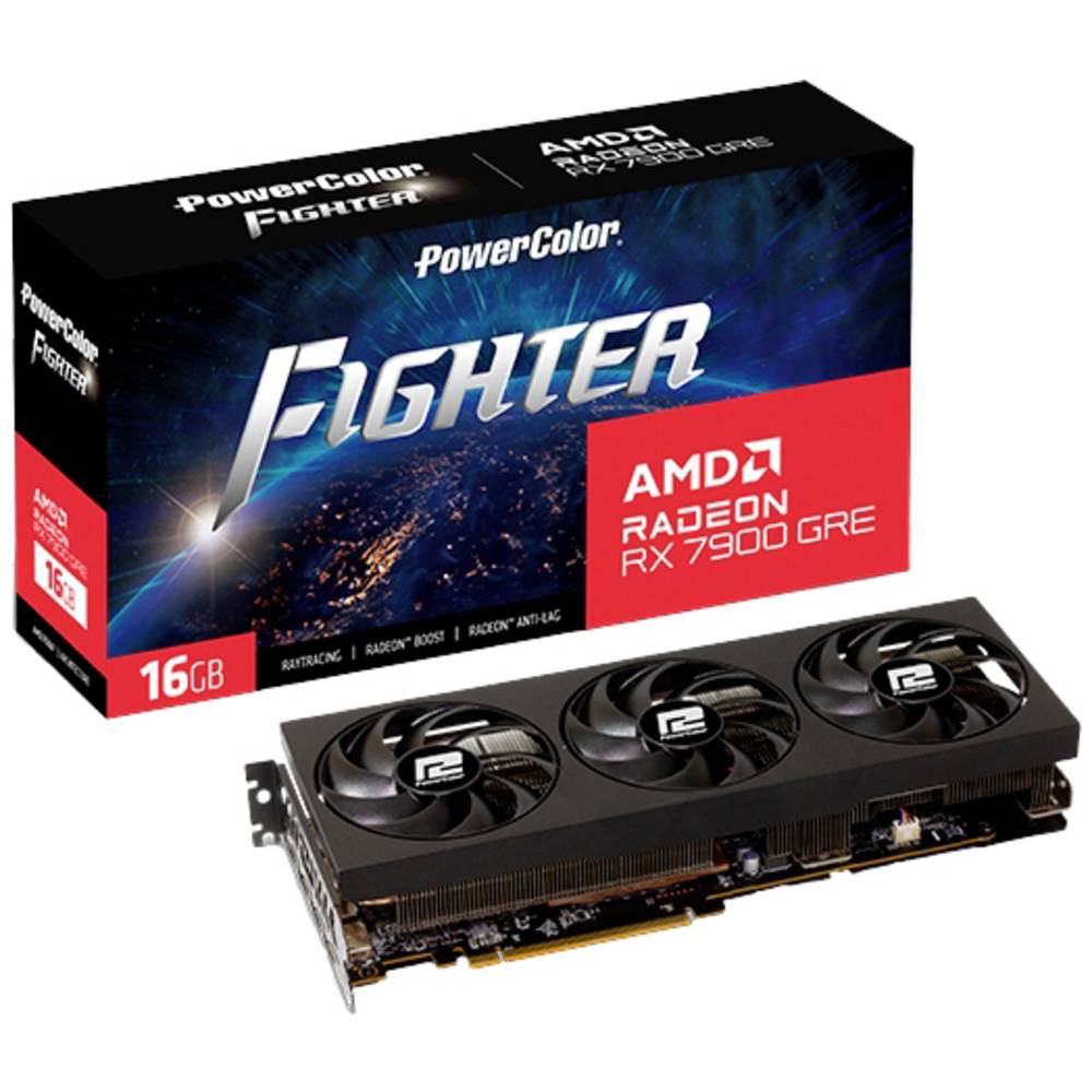 Powercolor Grafikkarte AMD Radeon RX 7900 GRE Fighter 16GB GDDR6-RAM PCIe x16 HDMI, DisplayPort