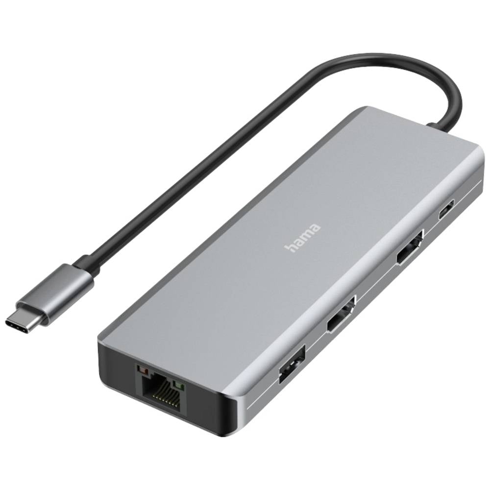 Hama USB 3.2 Gen 1-hub 9 poorten Met snellaadpoort, Met USB-C stekker, Ultra HD-geschikt Grijs