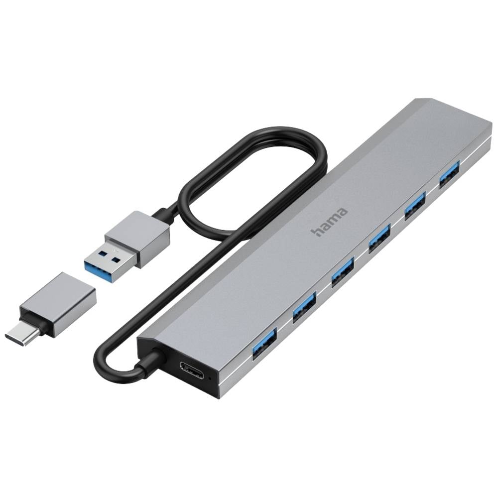 Hama USB 3.2 Gen 1-hub 7 poorten Met USB-C stekker Grijs
