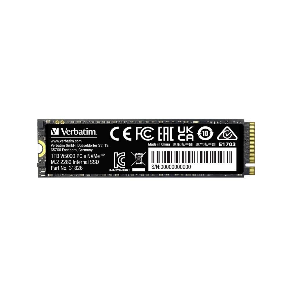 Verbatim Vi5000 1 TB NVMe/PCIe M.2 SSD 2280 harde schijf M.2 NVMe PCIe 4.0 x4 Retail 31826