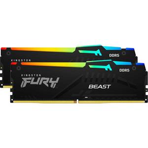Kingston FURY Beast RGB DDR5-6000 - 16GB - CL30 - Dual Channel (2 Stück) - AMD EXPO & Intel XMP - Schwarz mit RGB