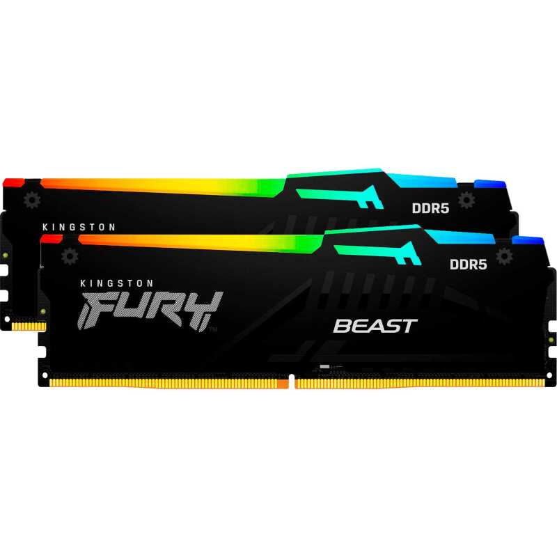 Kingston FURY Beast RGB DDR5-6400 - 32GB - CL32 - Dual Channel (2 Stück) - AMD EXPO & Intel XMP - Schwarz mit RGB
