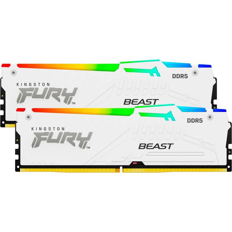 Kingston FURY Beast RGB DDR5-6400 - 32GB - CL32 - Dual Channel (2 Stück) - AMD EXPO & Intel XMP - Weiß mit RGB