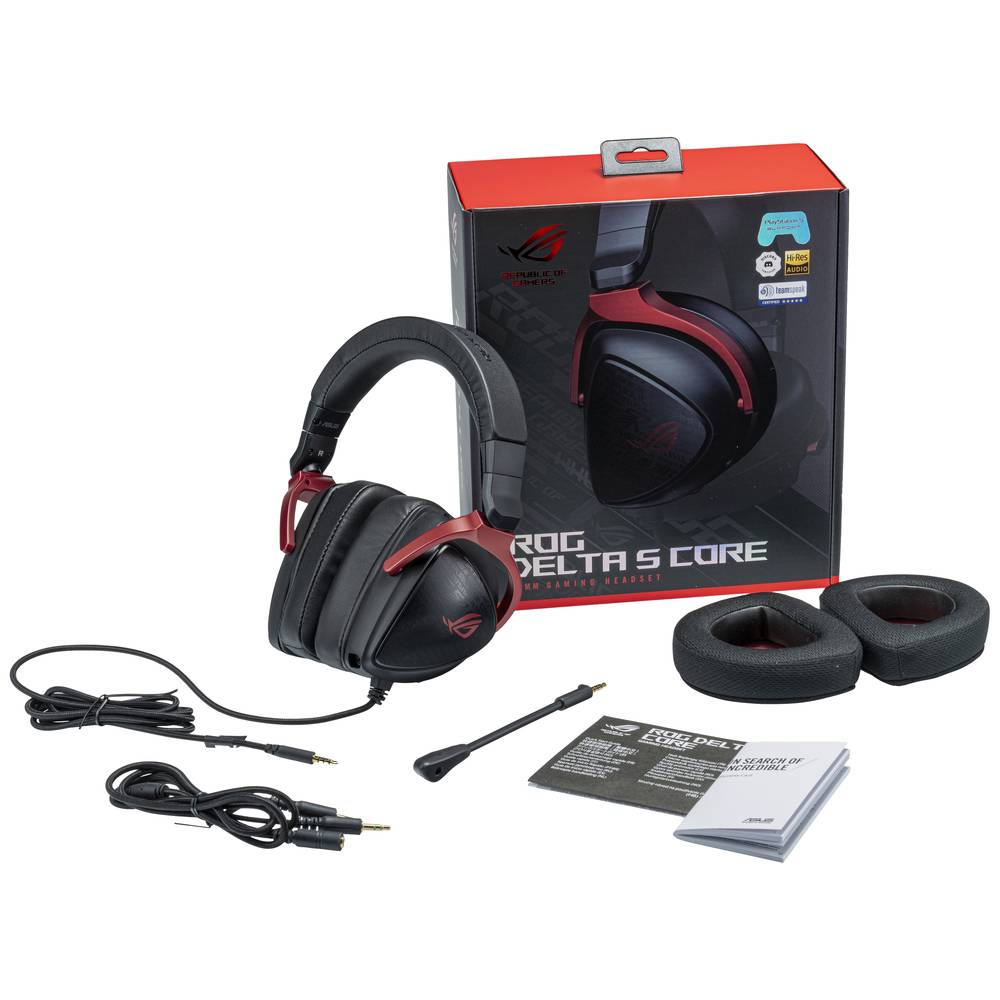 Asus Delta S Core Over Ear headset Gamen Kabel 7.1 Surround Zwart Microfoon uitschakelbaar (mute), Vouwbaar
