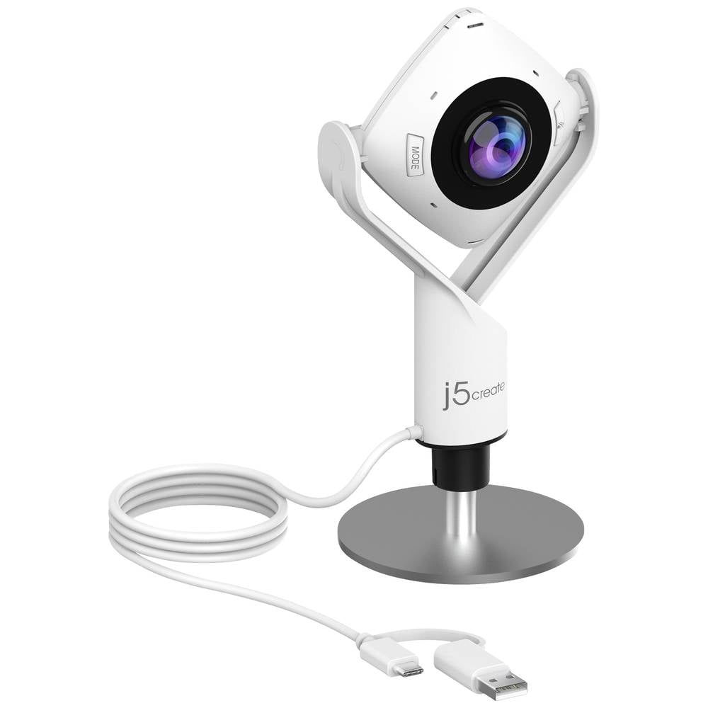 J5create JVCU360-N Full HD-webcam 1920 x 1080 Pixel Microfoon, 360° vastleggen, Standvoet