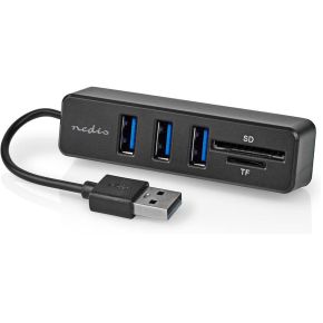 Nedis USB-Hub | 1x USB-A | 3x USB A Female | 5-Poorts poort(en) | USB 2.0 | USB Gevoed | SD & MicroSD