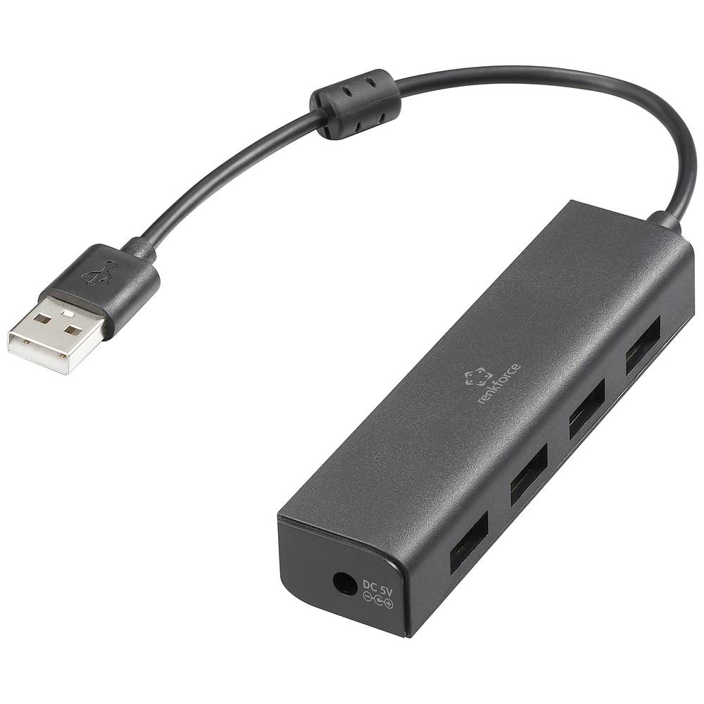 Renkforce RF-USBH-110 USB 2.0-hub 4 poorten Zwart