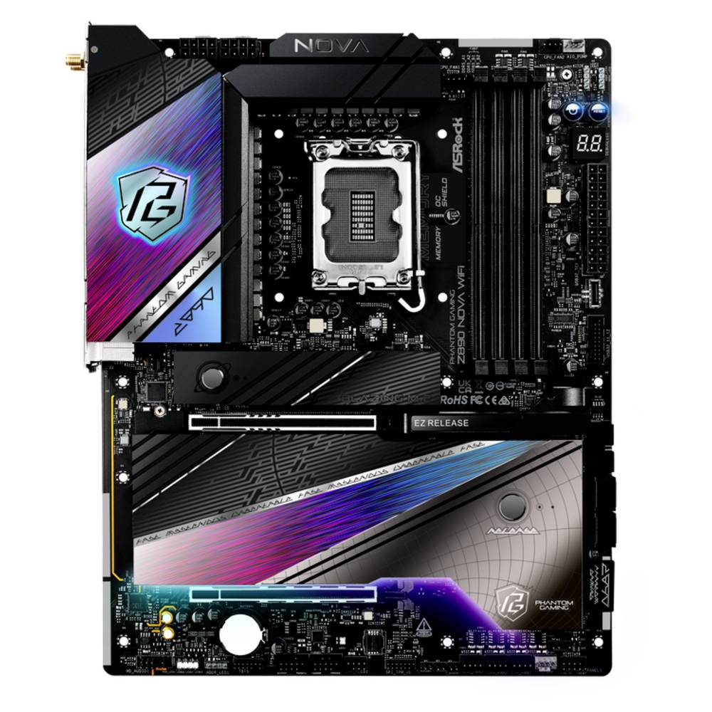 ASRock Phantom Gaming Z890 Nova WiFi Moederbord Socket Intel 1851 Vormfactor ATX Moederbord chipset Intel Z890