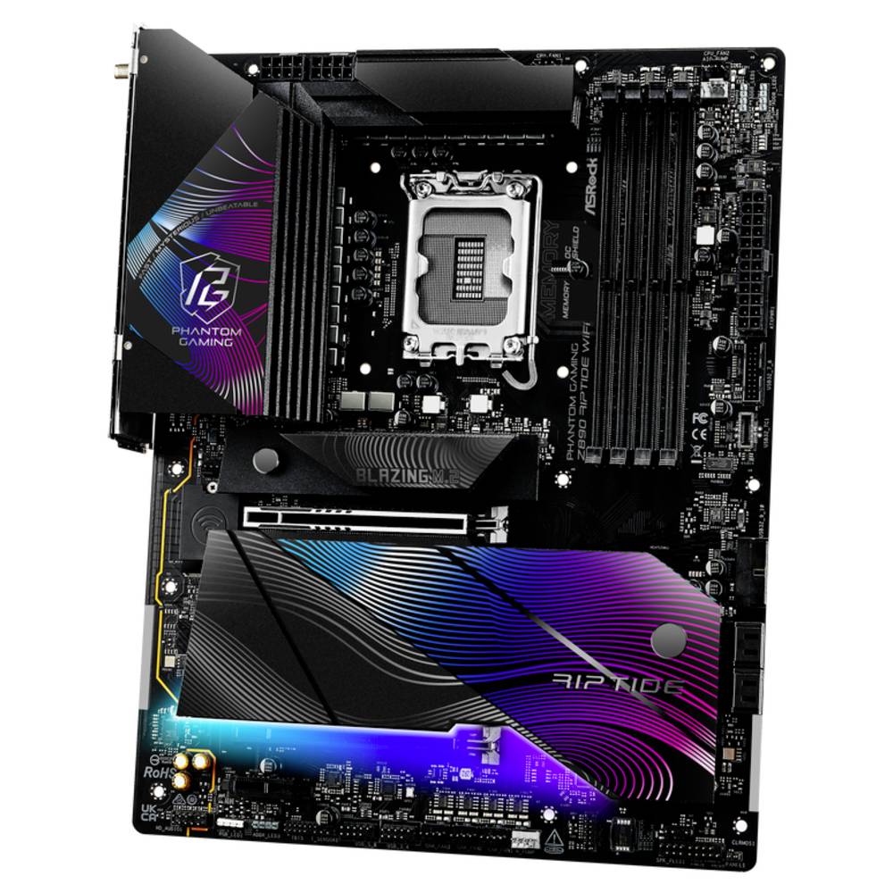 ASRock Phantom Gaming Z890 Riptide WiFi Moederbord Socket Intel 1851 Vormfactor ATX Moederbord chipset Intel Z890