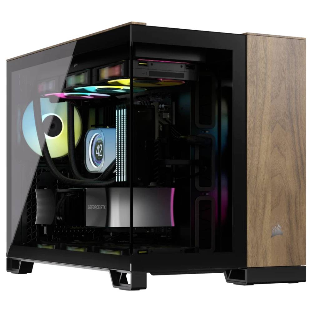 Corsair Geh mATX 2500X Midi-tower PC-behuizing Zwart, Walnoot