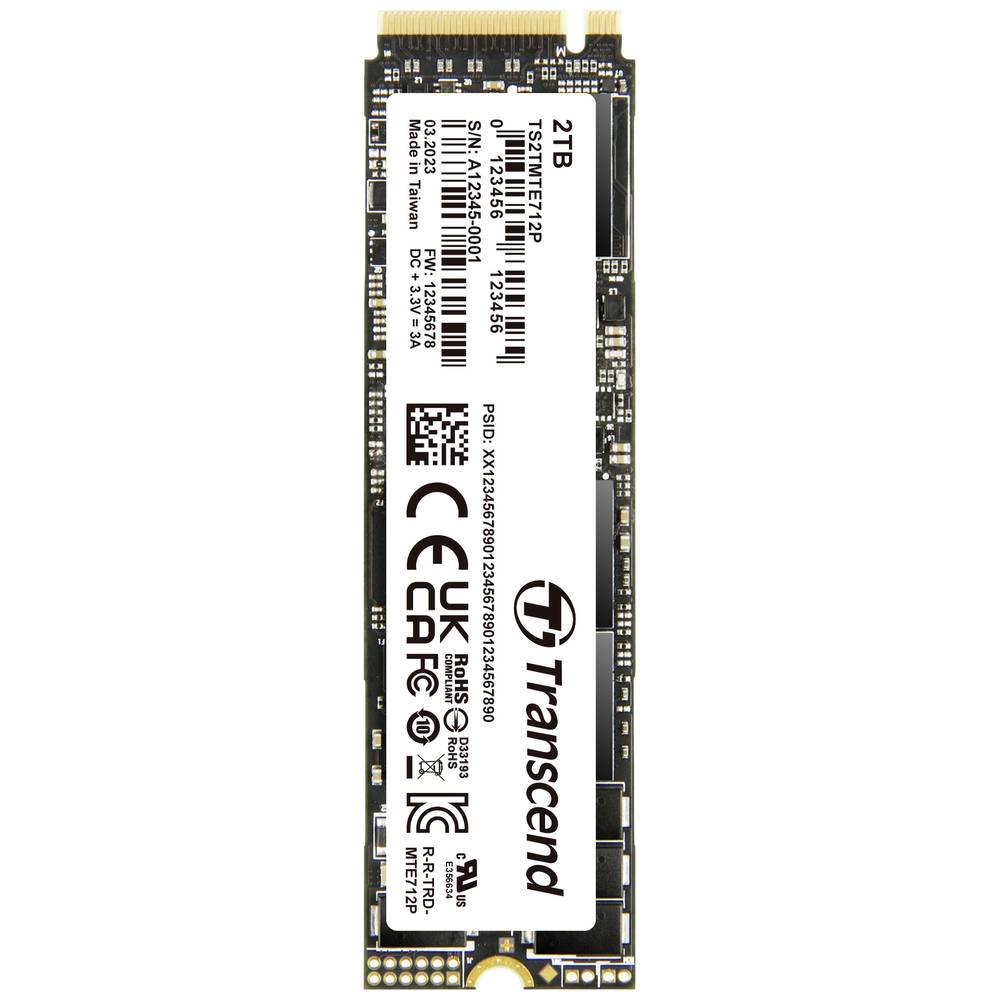 Transcend MTE712P 2 TB NVMe/PCIe M.2 SSD 2280 harde schijf PCIe NVMe 4.0 x4 Industrial TS2TMTE712P