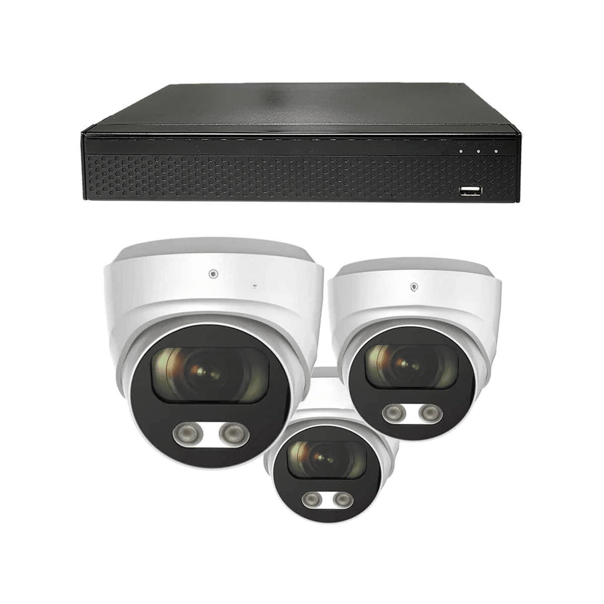 Dutch Security Systems 3x Beveiligingscamera Bekabeld - Dome Basic - Wit